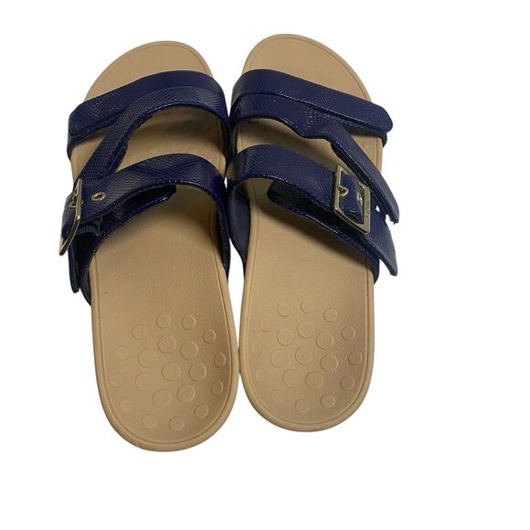 Vionic Rio Platform Sandals Wedge Adjustable Straps Navy Blue Womens Size 10.5 - Picture 5 of 10